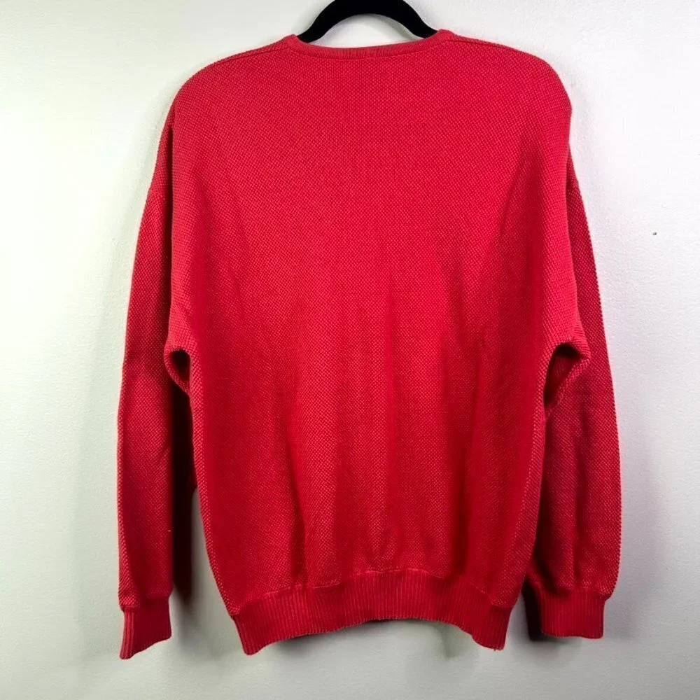 St. Croix Crystal Stitch High V-neck Pullover Red Medium Vintage - Picture 6 of 6